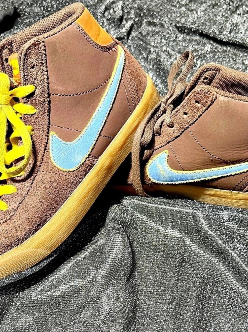 Nike SB Bruin High Why So Sad? The Predatory Bird? Sneakers Brown & Blue US 8.5